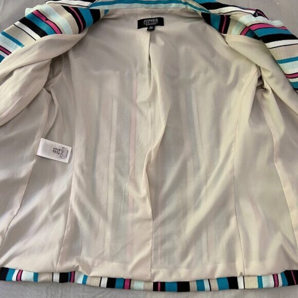 Vintage Style Jones NewYork Striped Blazer 8 Bold Statement Jacket Gallery Event - Picture 11 of 14